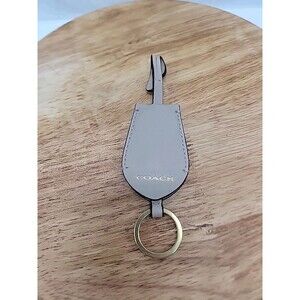 Coach Beige Leather Hidden Keyring Key Fob Hangtag